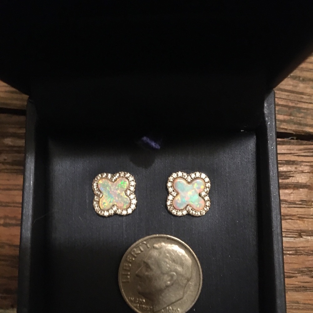 Sterling silver opal earring studs